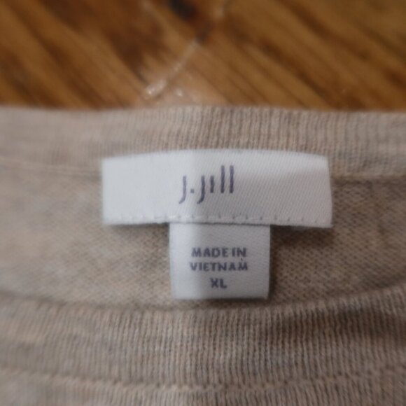 J JILL dog sweater print red sand neutral crewneck pulvr cotton longsleeve comfy - Picture 3 of 11